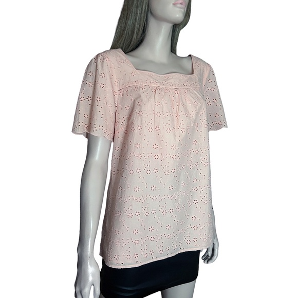 Talbots Pink Eyelet Blouse Top 100% Cotton Lined NWT - Picture 5 of 15